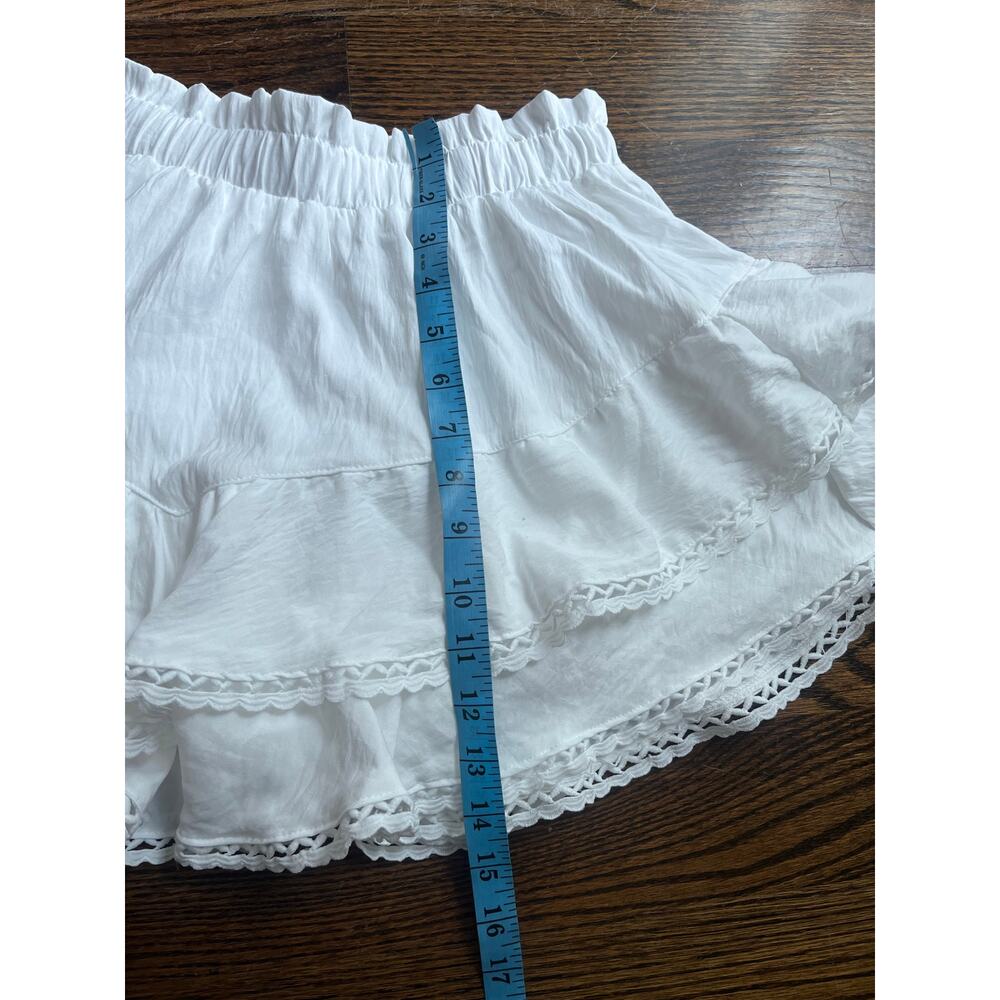 Ruffled elastic waistband skirt high rise Sz. XS white fairy romantic NWOT - Picture 4 of 7